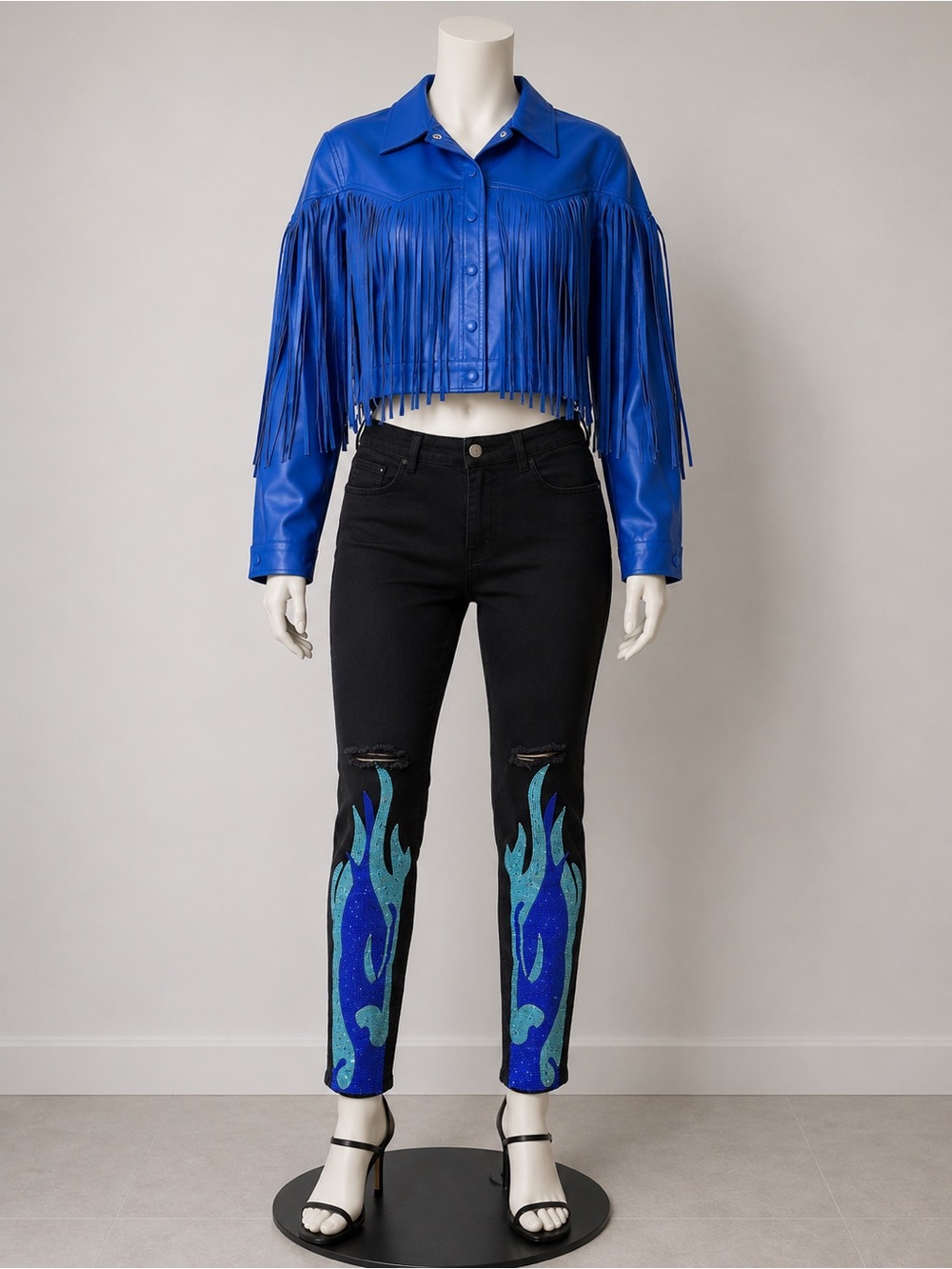 Nasty Gal Fringe Jacket & Flame Rhinestone Jeans Festival Outfit